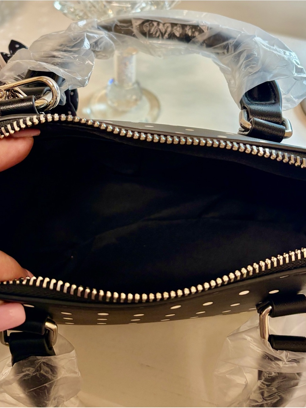 Steve Madden Black and White Polka Dot Satchel - Picture 4 of 4